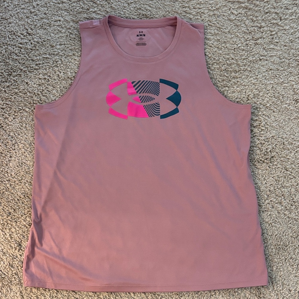 Under Armour Dusty Pink Graphic Training Tank with Two-Tone Logo